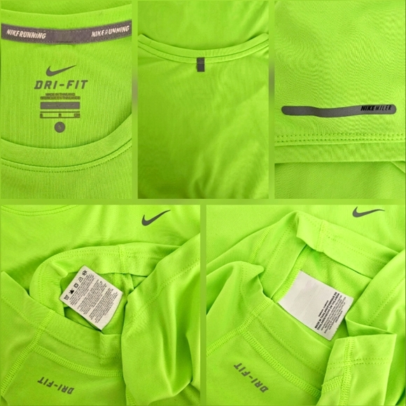 Nike Running Neon Green Short Sleeve Dri-Fit Miler Running T-Shirt - Picture 16 of 16